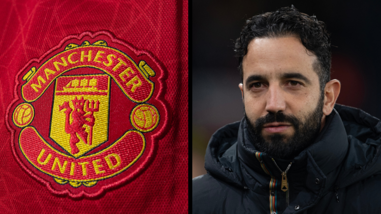 MANCHESTER, ENGLAND - JANUARY 23: Ruben Amorim, Head Coach of Manchester United, prior to the UEFA Europa League 2024/25 League Phase MD7 match bet...
