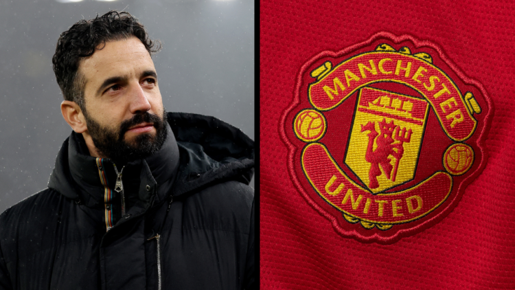 LIVERPOOL, ENGLAND - JANUARY 05: Ruben Amorim, Manager of Manchester United, looks on prior to kick-off ahead of the Premier League match between L...