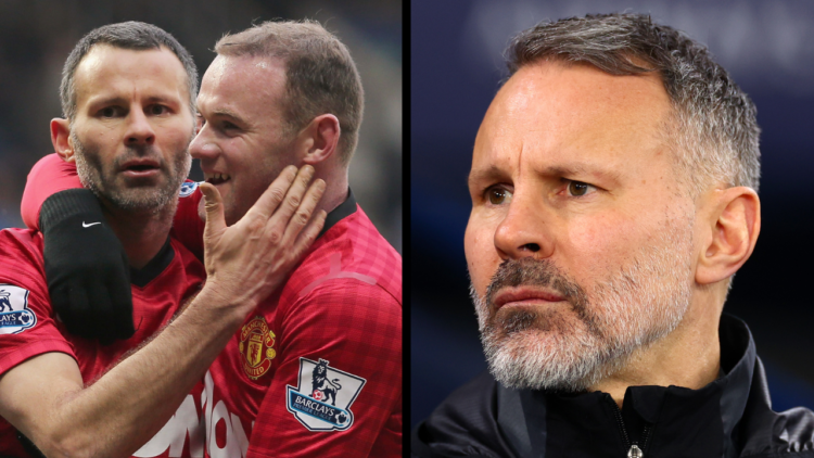 MANCHESTER, ENGLAND - JANUARY 11: Salford City assistant manager Ryan Giggs looks on during the Emirates FA Cup Third Round match between Mancheste...