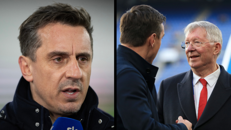 LONDON, ENGLAND - FEBRUARY 26: Sky Sports pundit Gary Neville is seen prior to the Premier League match between West Ham United and Brentford FC at...