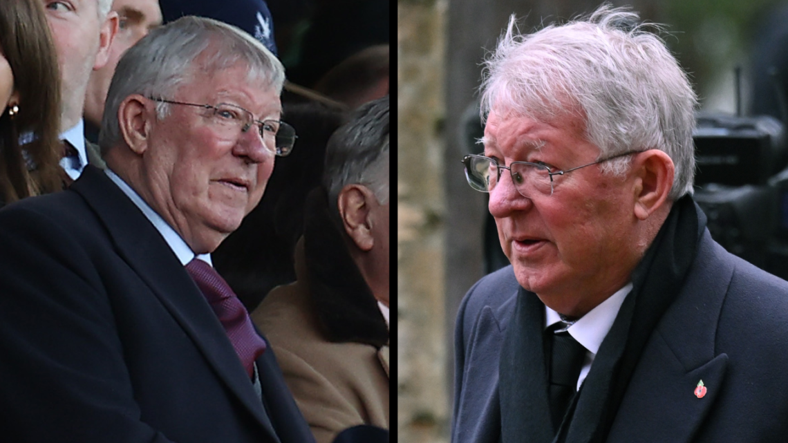 MANCHESTER, ENGLAND - NOVEMBER 11: Sir Alex Ferguson of Manchester United watches from the directors’ box during the Premier League match between M...
