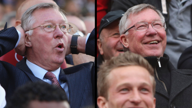 MANCHESTER, ENGLAND - SEPTEMBER 20: Sir Alex Ferguson of Manchester United watches from the dugout during the FA Barclays Premier League match betw...