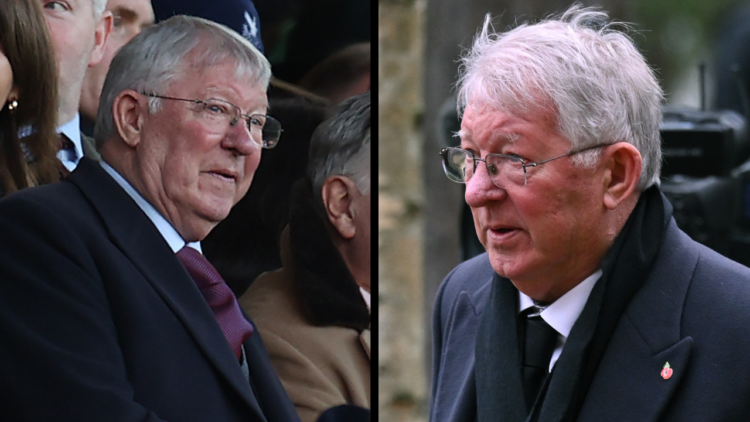 MANCHESTER, ENGLAND - NOVEMBER 11: Sir Alex Ferguson of Manchester United watches from the directors’ box during the Premier League match between M...