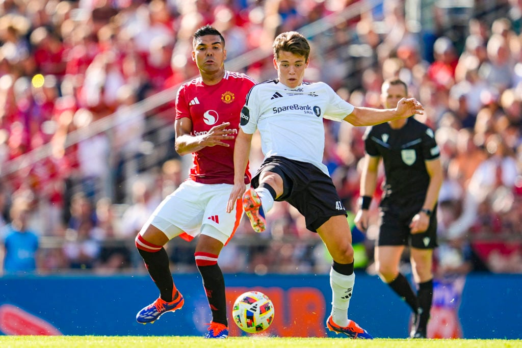 Manchester United's Casemiro in action against Rosenborg midfielder Sverre Nypan.