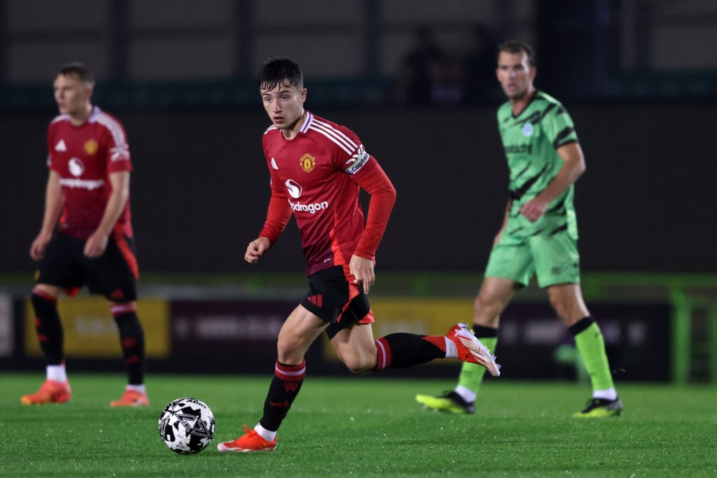 Dan Gore playing for Manchester United under-21s
