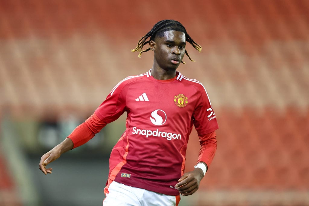 Jaydan Kamason of Manchester United during The FA Youth Cup 4th round match between Manchester United and Preston North End at Leigh Sports Village...