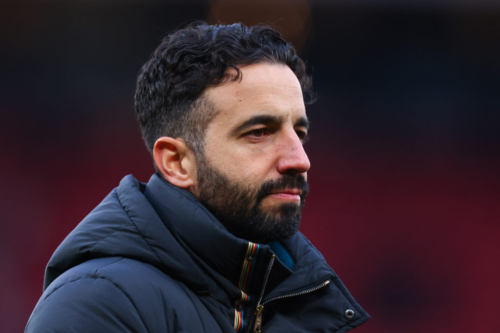 Ruben Amorim the head coach / manager of Manchester United during the Premier League match between Manchester United FC and Crystal Palace FC at Ol...