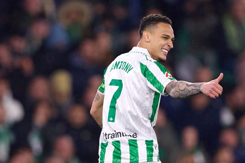 Antony Matheus dos Santos of Real Betis looks on during the LaLiga match between Real Betis Balompie and Athletic Club at Estadio Benito Villamarin...