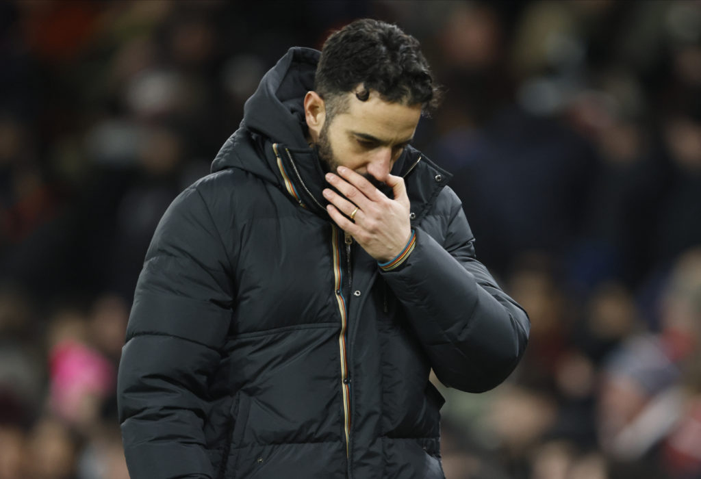Manchester United manager Ruben Amorim on the sideline after the FA Cup match between Manchester United and Leicester City at Old Trafford in 2025 in Manchester.