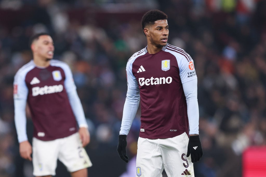 Marcus Rashford of Aston Villa during the Emirates FA Cup Fourth Round match between Aston Villa and Tottenham Hotspur at Villa Park on February 09...