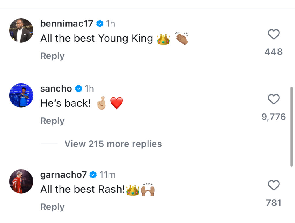 Replies to Marcus Rashford instagram message