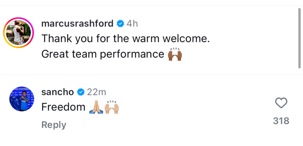 Réponses à Rashford Insragram