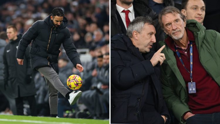 Ruben Amorim, Sir Jim Ratcliffe and Jason Wilcox split image