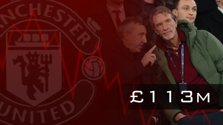 Composite image of the Manchester United badge, Sir Jim Ratcliffe and Jason Wilcox
