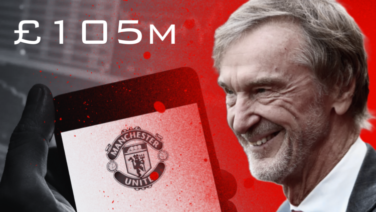 Composite image of Ineos co-owner Sir Jim Ratcliffe and the Manchester United badge