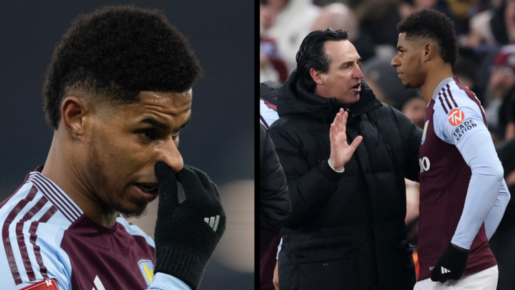BIRMINGHAM, ENGLAND - FEBRUARY 9: Marcus Rashford of Aston Villa during the Emirates FA Cup Fourth Round match between Aston Villa and Tottenham Ho...