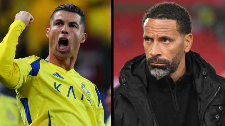 TV pundit Rio Ferdinand is present during the Premier League match between Nottingham Forest and Liverpool at the City Ground in Nottingham, Englan...