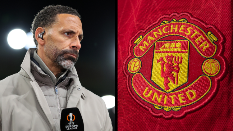 MANCHESTER, ENGLAND - JANUARY 23: TNT Sports pundit Rio Ferdinand during the UEFA Europa League 2024/25 League Phase MD7 match between Manchester U...