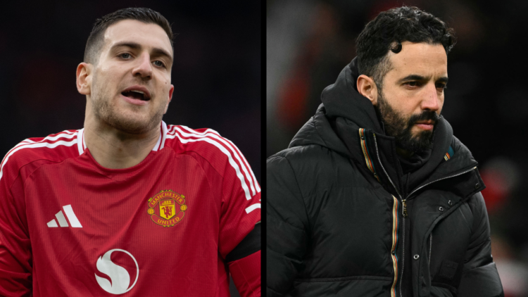 MANCHESTER, ENGLAND - FEBRUARY 2: Diogo Dalot of Manchester United during the Premier League match between Manchester United FC and Crystal Palace ...