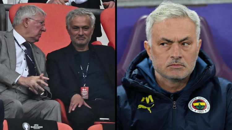 MUNICH, GERMANY - JUNE 14: (L-R) Alex Ferguson and José Mourinho attend the UEFA EURO 2024 group stage match between Germany and Scotland at Munich...