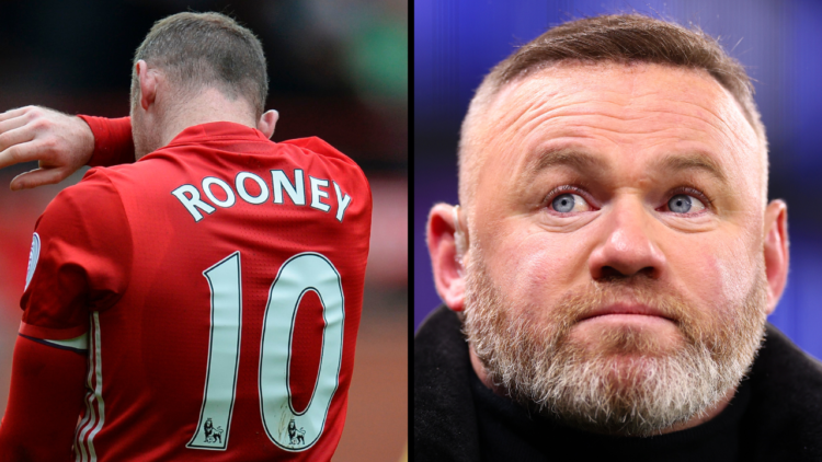 Manchester United's English striker Wayne Rooney gets up from the pitch during the English Premier League football match between Manchester United ...