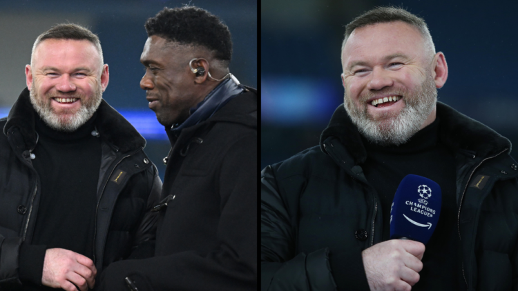 MANCHESTER, ENGLAND - FEBRUARY 11: Wayne Rooney on TV Commentator on Amazon Prime TV during the UEFA Champions League 2024/25 League Knockout Play-...