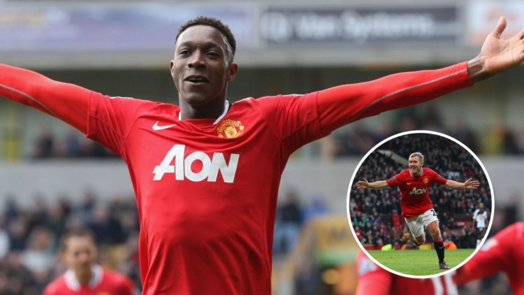 Danny Welbeck of Manchester United celebrates scoring their third goal during the Barclays Premier League match between Wolverhampton Wanderers and...