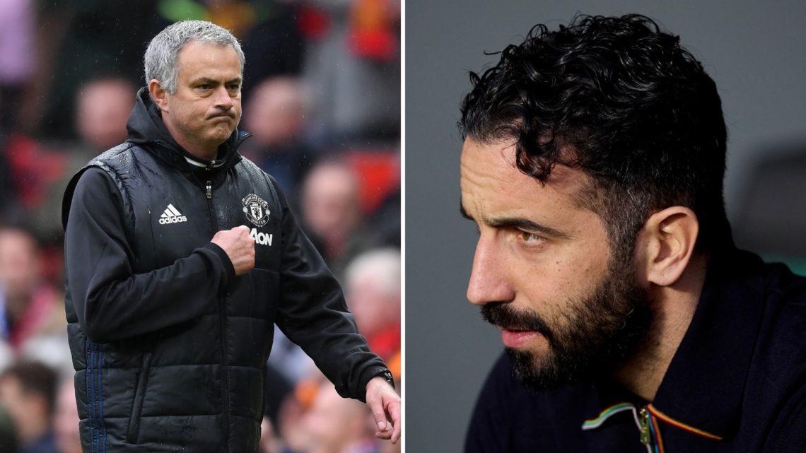 Ruben Amorim, head coach of Manchester United, looks on prior to the UEFA Europa League 2024/25 Round of 16 First Leg match between Real Sociedad d...