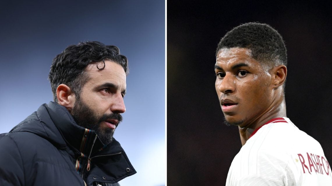 Ruben Amorim the manager of Manchester United looks on during the UEFA Europa League 2024/25 Round of 16 Second Leg match between Manchester United...