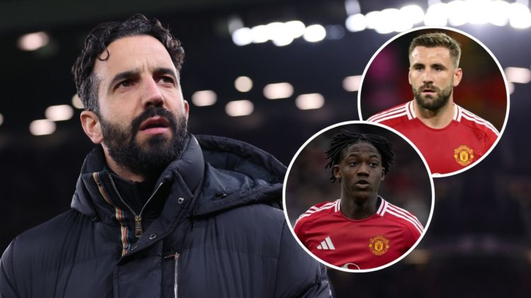 Ruben Amorim the manager of Manchester United looks on prior to the UEFA Europa League 2024/25 Round of 16 Second Leg match between Manchester Unit...