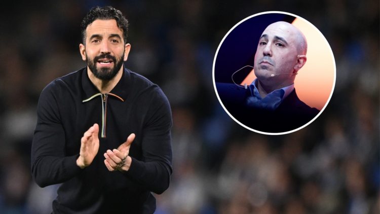 Coach Ruben Amorim of Manchester United during the UEFA Europa League match between Real Sociedad v Manchester United at the Estadio Reale Arena on...