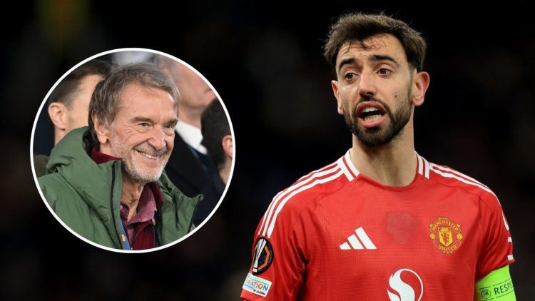 Image of Bruno Fernandes of Manchester United during the UEFA Europa League 2024/25 Round of 16 Second Leg match between Manchester United and Real...