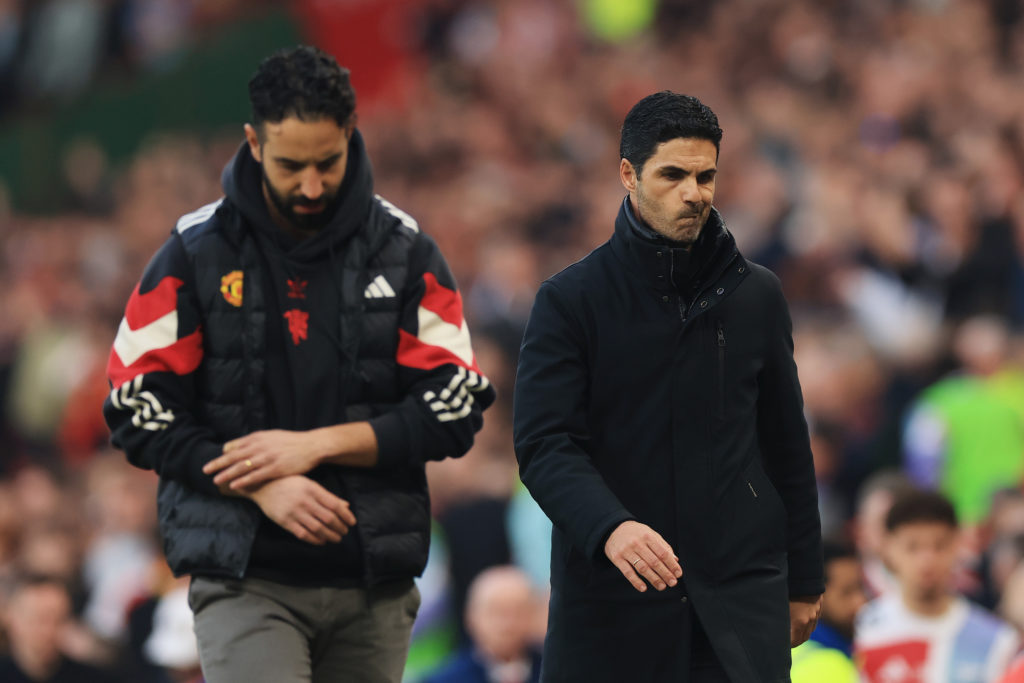 Manchester United head coach Ruben Amorim and Arsenal manager Mikel Arteta.