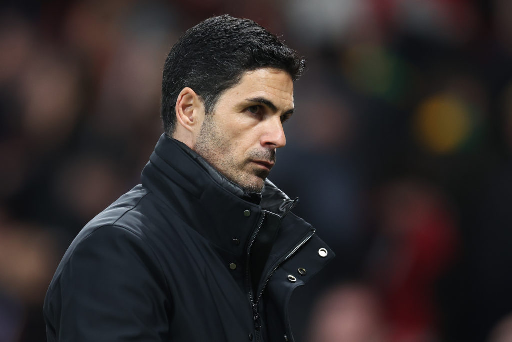 Arsenal boss Mikel Arteta looks on against Manchester United.