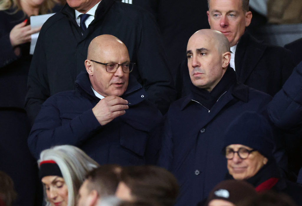Dave Brailsford and Manchester United CEO Omar Berrada during the Europa League match between Manchester United and Real Sociedad at Old Trafford in 2025 in Manchester.