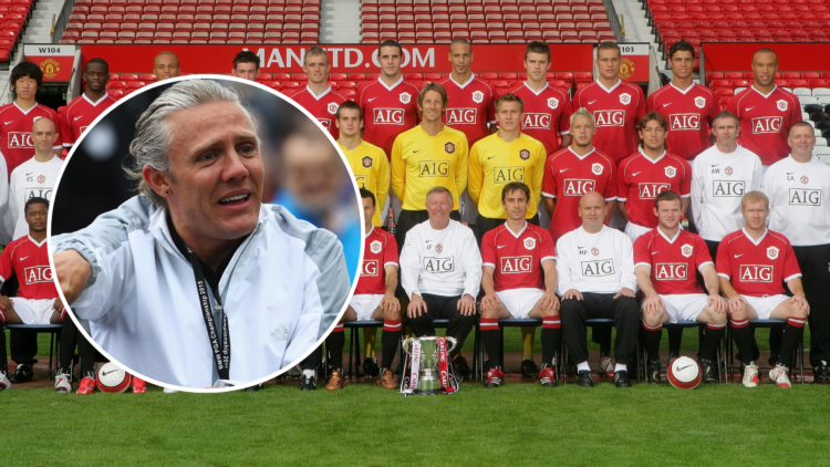 An image of the 2006 Manchester United squad, including Cristiano Ronaldo (right) with Jimmy Bullard (left, circled).