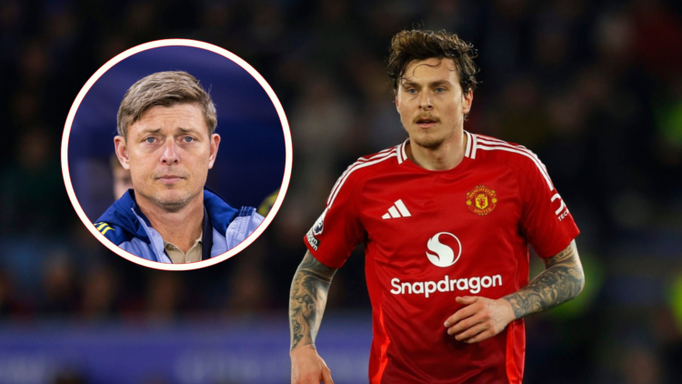 Victor Lindelof in action for Manchester United, inset, Sweden boss Jon Dahl Tomasson