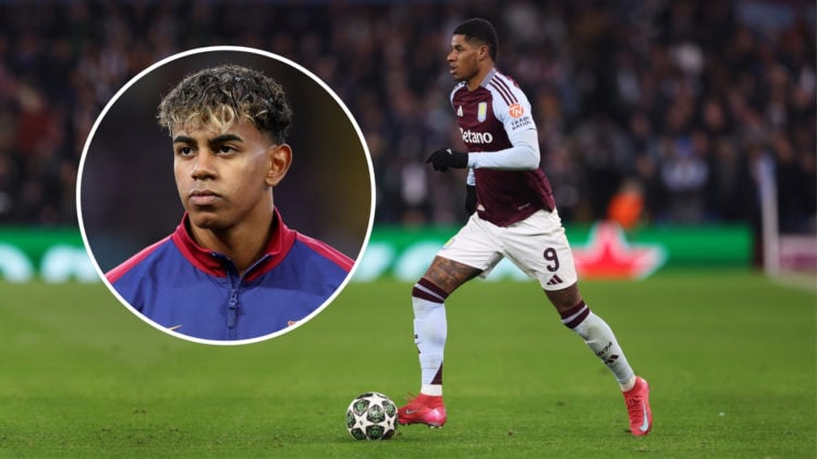 Marcus Rashford of Aston Villa during the UEFA Champions League 2024/25 UEFA Champions League 2024/25 Round of 16 Second Leg match between Aston Vi...