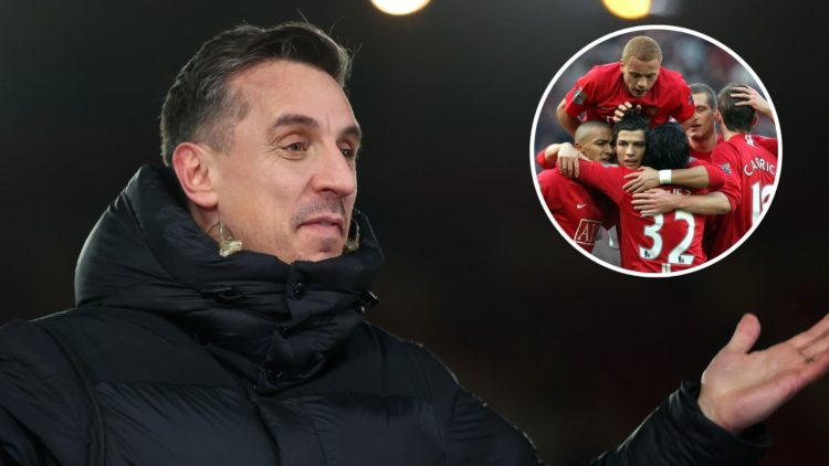 Sky Sports pundit Gary Neville during the Premier League match between Nottingham Forest and Tottenham Hotspur at City Ground on December 15, 2023....
