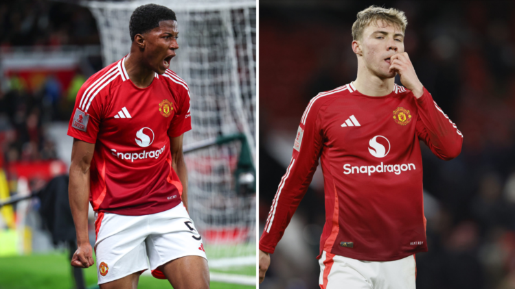 Chido Obi and Rasmus Hojlund - Manchester United vs Fulham in the FA Cup
