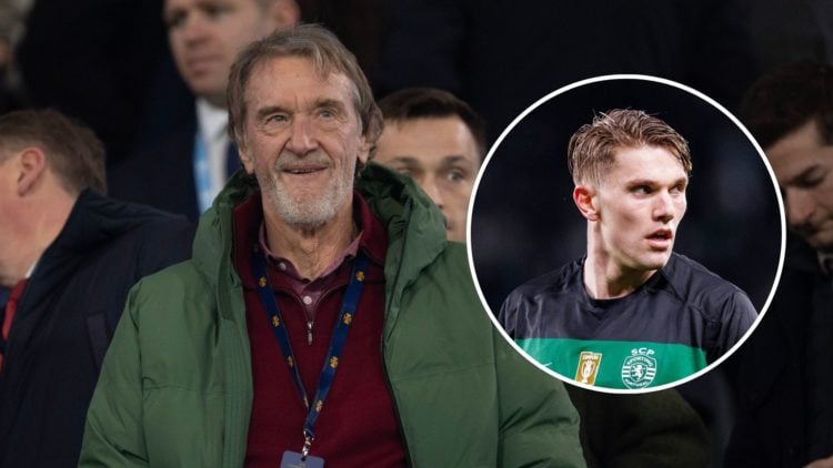 Image of Sir Jim Ratcliffe with an inset of Viktor Gyokeres