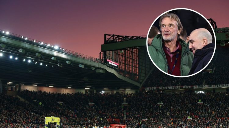A general view as the two teams walk out under a sunset for the Premier League match between Manchester United and Aston Villa at Old Trafford on D...