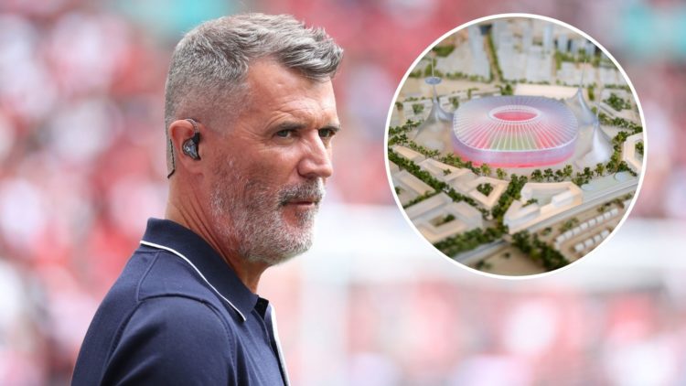 Roy Keane looks on during the 2024 FA Community Shield match between Manchester United and Manchester City at Wembley Stadium on August 10, 2024. I...