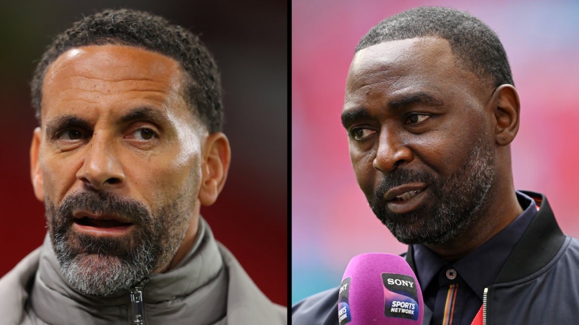 LONDON, ENGLAND - MAY 25: Andy Cole, TV Pundit looks on prior to the Emirates FA Cup Final match between Manchester City and Manchester United at W...