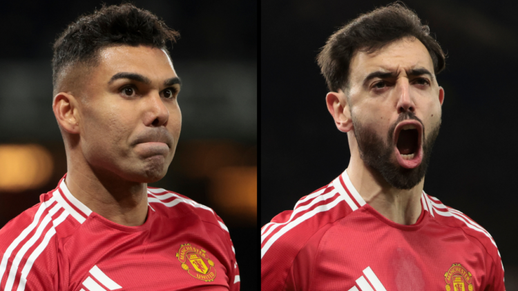 Casemiro of Manchester United during the UEFA Europa League 2024/25 Round of 16 Second Leg match between Manchester United (Man U) and Real Socieda...