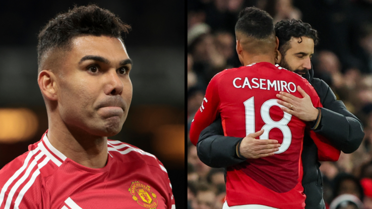 Casemiro of Manchester United during the UEFA Europa League 2024/25 Round of 16 Second Leg match between Manchester United (Man U) and Real Socieda...