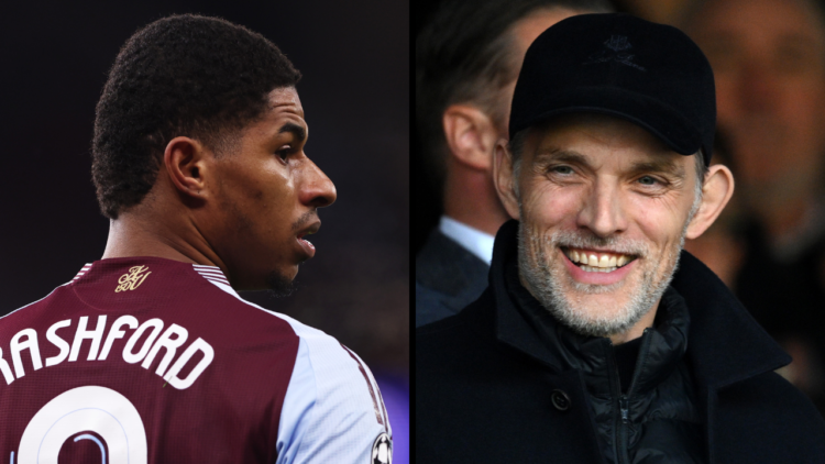 Marcus Rashford of Aston Villa during the UEFA Champions League 2024/25 UEFA Champions League 2024/25 Round of 16 Second Leg match between Aston Vi...