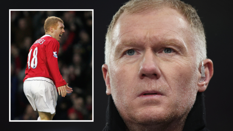 Former Manchester United player Paul Scholes working as a TV pundit during the UEFA Champions League match between Manchester United and FC Bayern ...