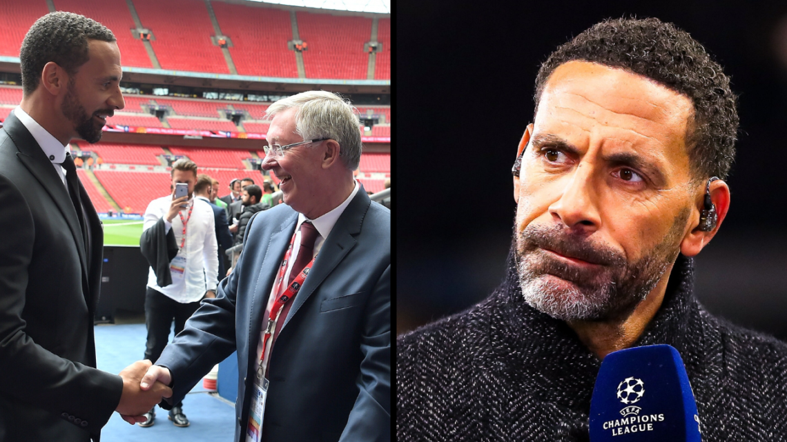 TNT Sports pundit Rio Ferdinand during the UEFA Champions League 2024/25 Round of 16 Second Leg match between Aston Villa FC and Club Brugge KV at ...