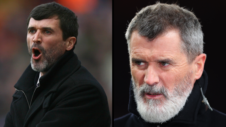 ITV Sport pundit Roy Keane during the Emirates FA Cup Fourth Round match between Manchester United and Leicester City at Old Trafford. Insert: Sund...